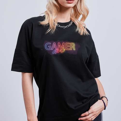 Gamer Girl Neon Oversize Bio-T-Shirt BLASTER - Schwarz